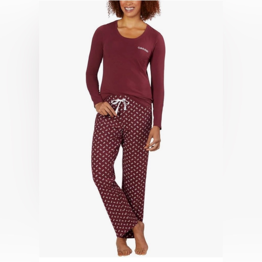 Calvin Klein Womens 2 Piece Fleece Pajama Set